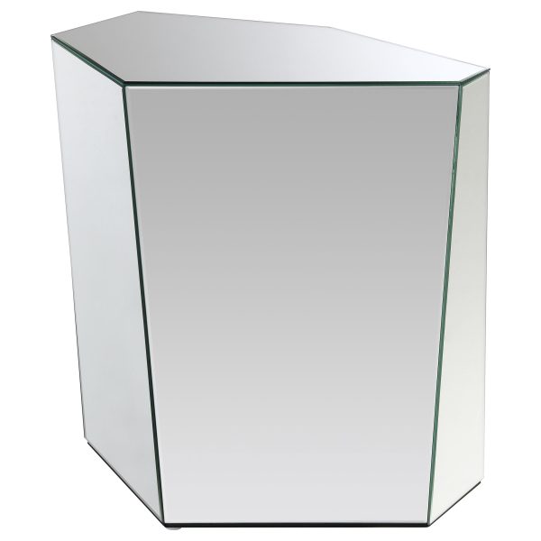 Capella Mirrored Abstract Geometric End Table Silver For Discount