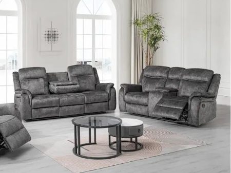 PARK CITY  SOFA AND LOVESEAT W DUAL RECLINER-SLATE on Sale