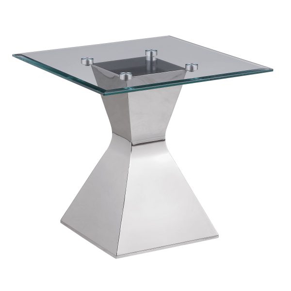 Jenny Glass Top Stainless Steel Side End Table Chrome For Sale