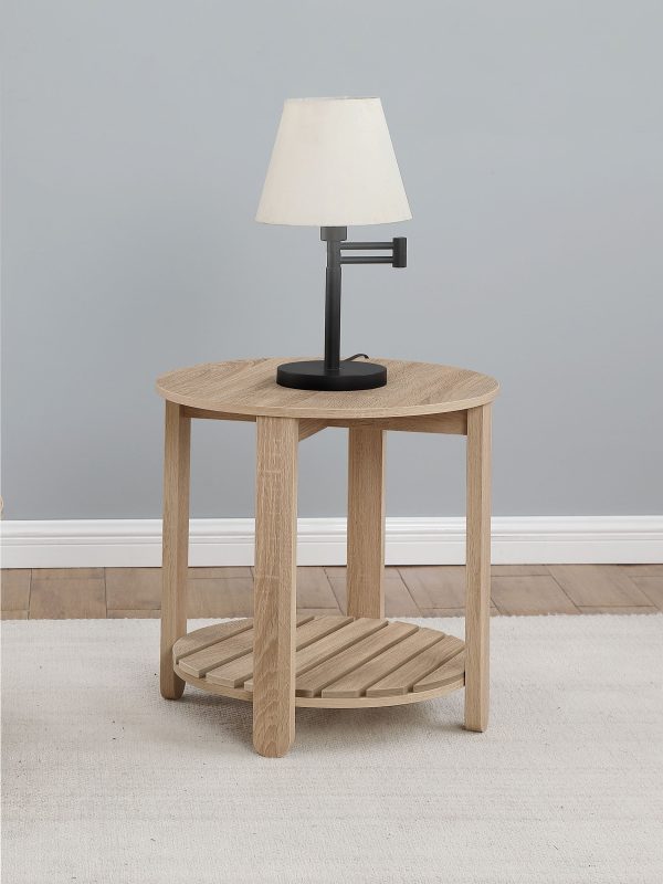 Fowler 1-shelf Round Engineered Wood Side End Table Natural For Discount