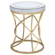 Elise Round Mirror Top Stainless Steel End Table Gold Sale