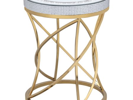 Elise Round Mirror Top Stainless Steel End Table Gold Sale