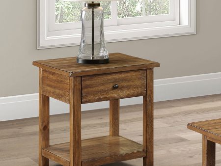 Payne 1-drawer Wood End Table With Shelf Distressed Brown For Discount