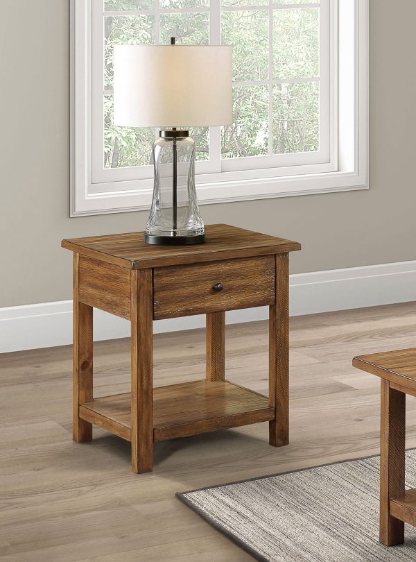 Payne 1-drawer Wood End Table With Shelf Distressed Brown For Discount