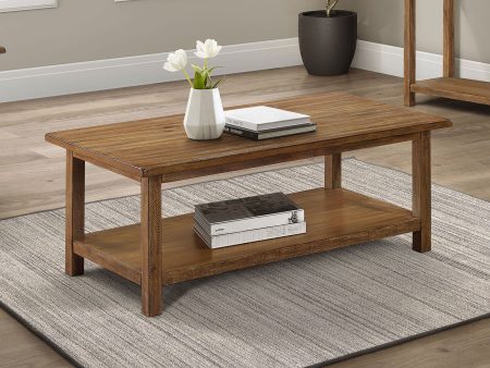 Payne Wood Coffee Table With Shelf Distressed Brown For Discount