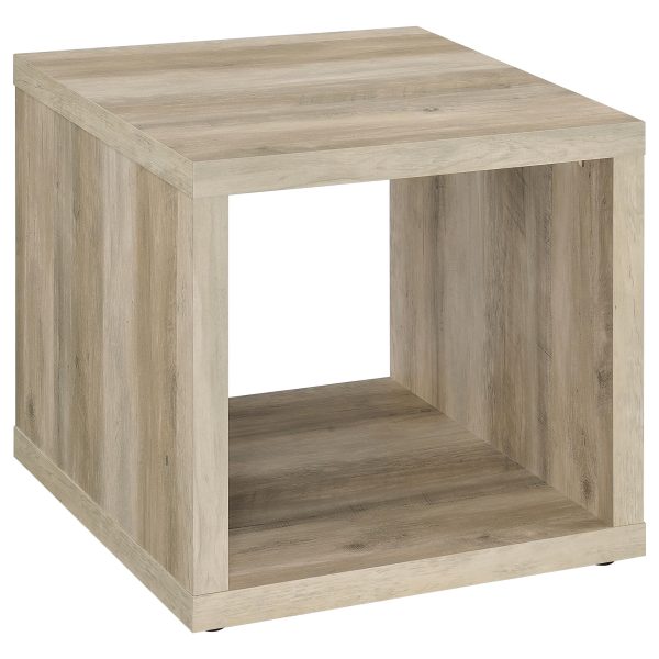 Frisco Square Engineered Wood Side End Table Distressed Pine Supply