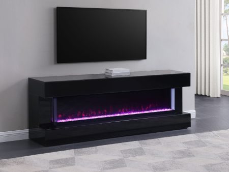 Vallerie 71  Tv Stand With Visual Flame Box Black Online