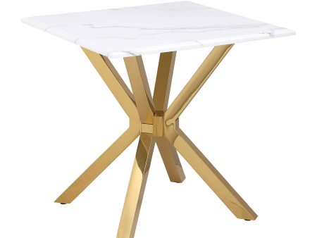 Visalia Faux Marble Top Stainless Steel End Table Gold Sale