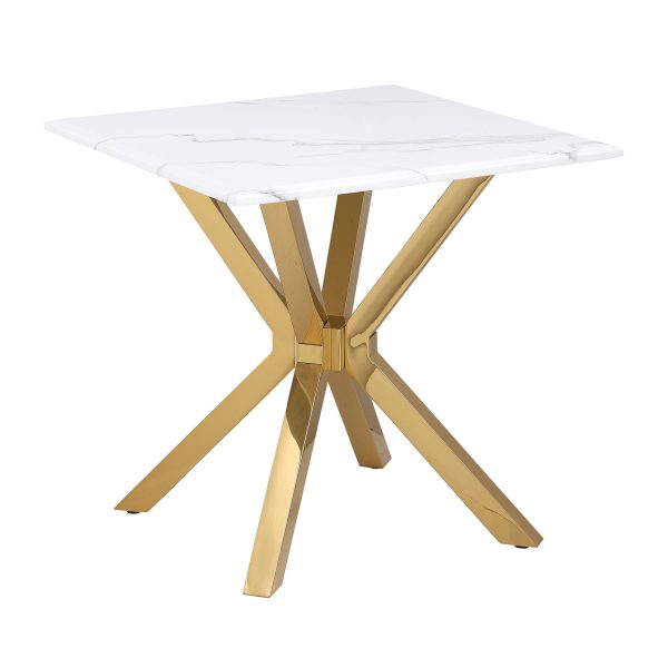 Visalia Faux Marble Top Stainless Steel End Table Gold Sale