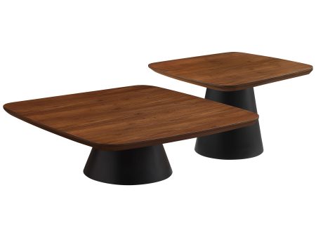 Eason 2-piece Coffee Table Set Walnut And Black For Cheap