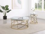 Elise Round Mirror Top Stainless Steel End Table Gold Sale