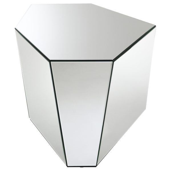 Capella Mirrored Abstract Geometric End Table Silver For Discount