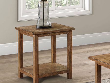 Payne Wood End Table With Shelf Distressed Brown Online now