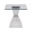 Jenny Glass Top Stainless Steel Side End Table Chrome For Sale