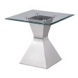 Jenny Glass Top Stainless Steel Side End Table Chrome For Sale