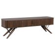 Valna Wood 71  Tv Stand With Sliding Doors Walnut on Sale