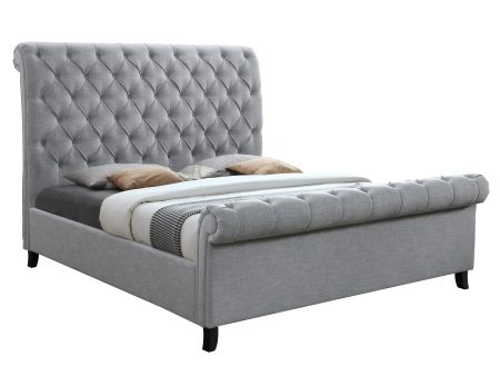 Kate Gray Queen Upholstered Sleigh Platform Bed on Sale