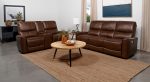 Greenfield 2-piece Power Reclining Sofa Set Saddle Brown Online Hot Sale