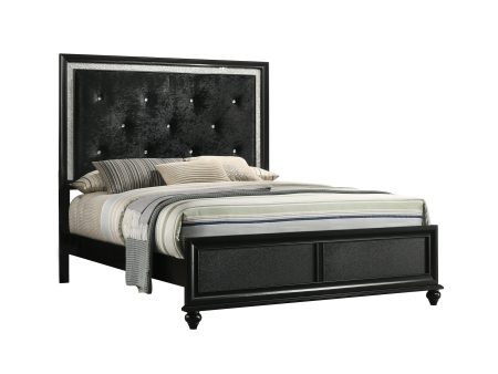 Lila Black Queen Upholstered Panel Bed For Sale