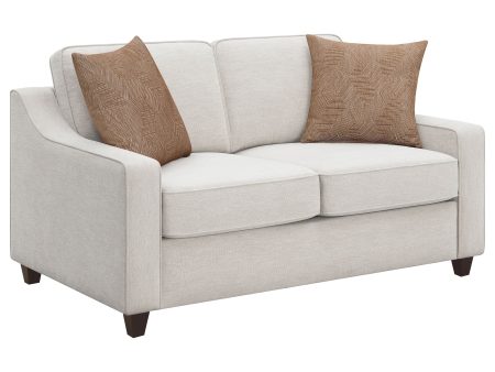 Christine Upholstered Sloped Arm Loveseat Beige For Sale