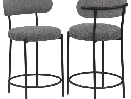 Viola Boucle Upholstered Counter Chair Grey (set Of 2) Online now