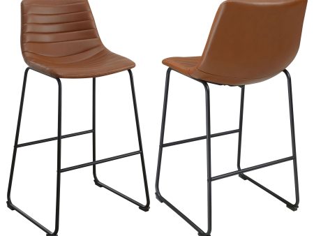 Zuni Faux Leather Upholstered Bar Chair Saddle (set Of 2) on Sale