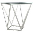 Brittania Square Glass Top Geometric End Table Nickel Sale