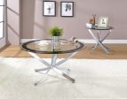 Brooke 2-piece Round Glass Top Coffee Table Set Chrome Supply