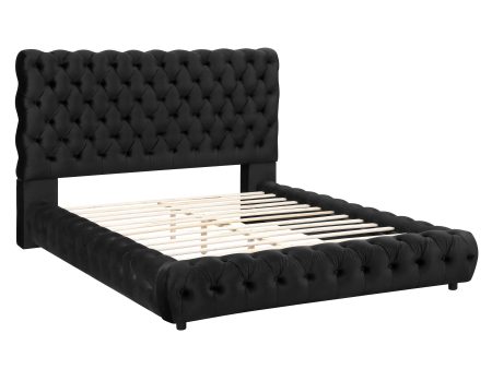 Flory Black Queen Upholstered Platform Bed Supply