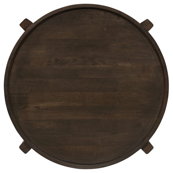 Cota Round Solid Wood End Table Dark Brown For Discount