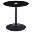 Ganso Round Metal End Table With Tempered Glass Top Black on Sale