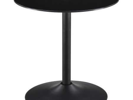 Ganso Round Metal End Table With Tempered Glass Top Black on Sale