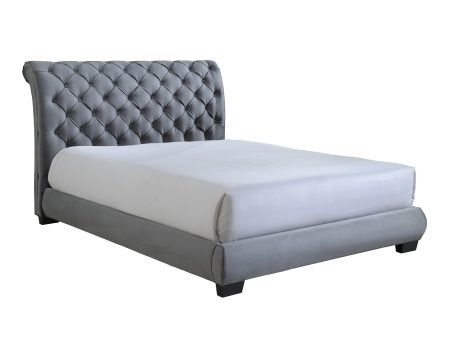 Carly Gray Queen Upholstered Platform Bed Hot on Sale