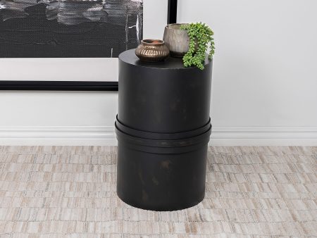 Bryce Round Metal Accent Side Table Rustic Black Fashion