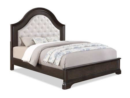 Duke Dark Brown King Upholstered Panel Bed For Sale