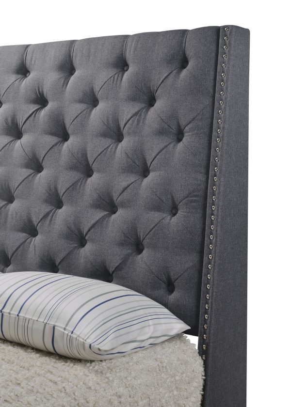 Chantilly Gray Queen Upholstered Bed For Cheap