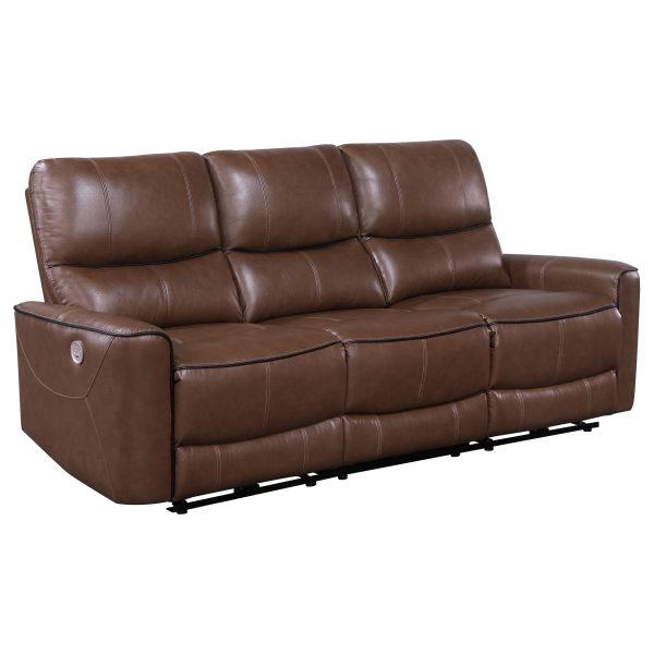 Greenfield 2-piece Power Reclining Sofa Set Saddle Brown Online Hot Sale