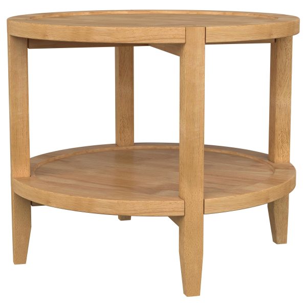 Camillo Round Solid Wood Side End Table Maple Brown Online