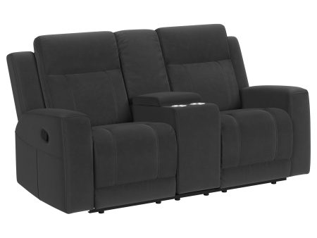 Brentwood Upholstered Motion Reclining Loveseat Dark Charcoal For Sale