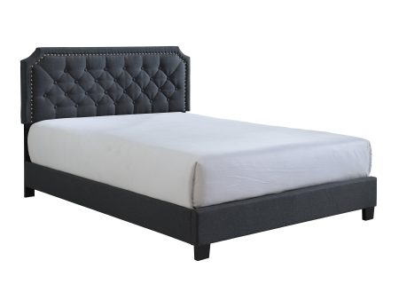 Gerri Charcoal Queen Upholstered Panel Bed Discount