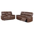 Greenfield 2-piece Power Reclining Sofa Set Saddle Brown Online Hot Sale