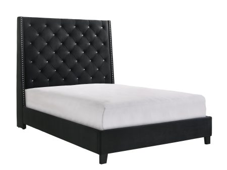 Chantilly Black Velvet Queen Upholstered Bed Sale