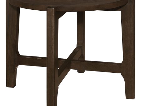 Cota Round Solid Wood End Table Dark Brown For Discount