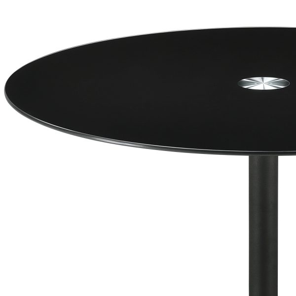 Ganso Round Metal End Table With Tempered Glass Top Black on Sale