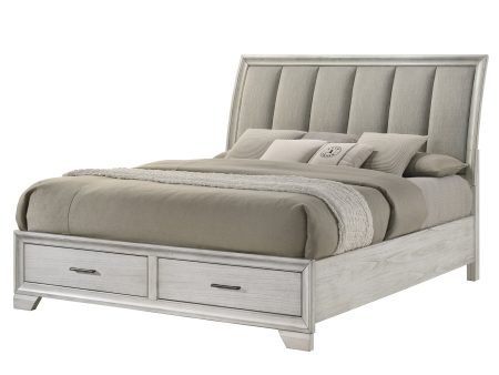 Jaymes White Mist Queen Footboard Storage Platform Bed For Cheap