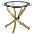 Brooke 2-piece Round Glass Top Coffee Table Set Brass For Discount