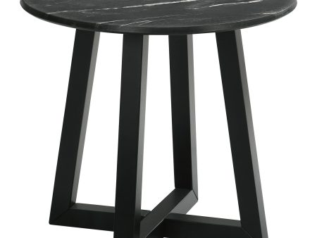 Skylark Round Marble-like Smarttop Side End Table Black Online now