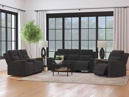 Brentwood 3-piece Upholstered Reclining Sofa Set Dark Charcoal For Discount