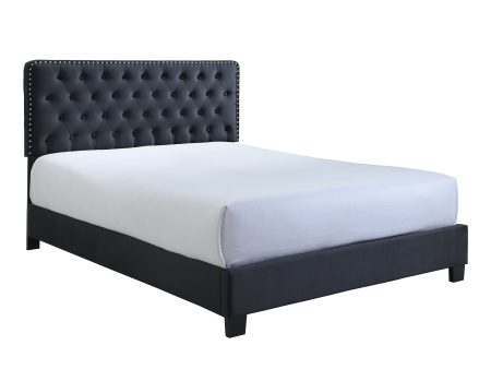 Ezra Charcoal Queen Upholstered Panel Bed Discount