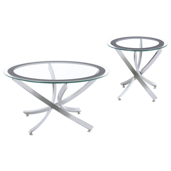 Brooke 2-piece Round Glass Top Coffee Table Set Chrome Supply